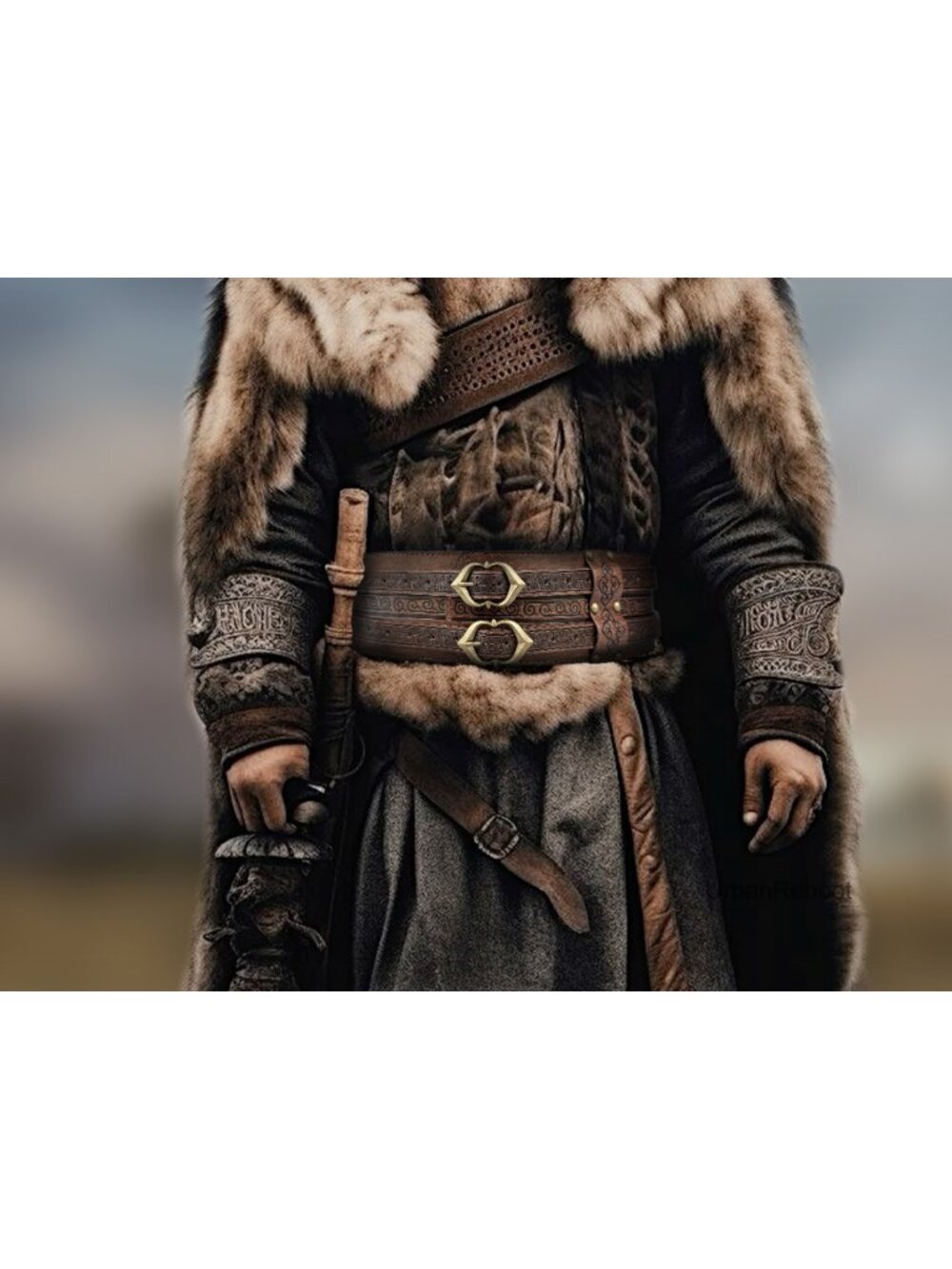 Viking Wide Belt Faux Leather Adjustable Medieval Knight LARP Costume Belt - Picture 6 of 6